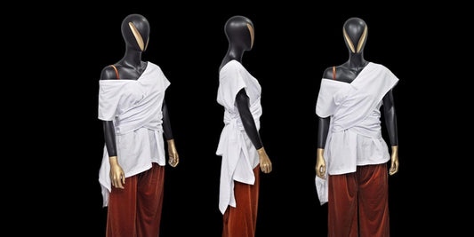 XS - 8XL Multi Position Strap SHIRT Women, Flared long sleeve. V-neckline. Draped -BB110