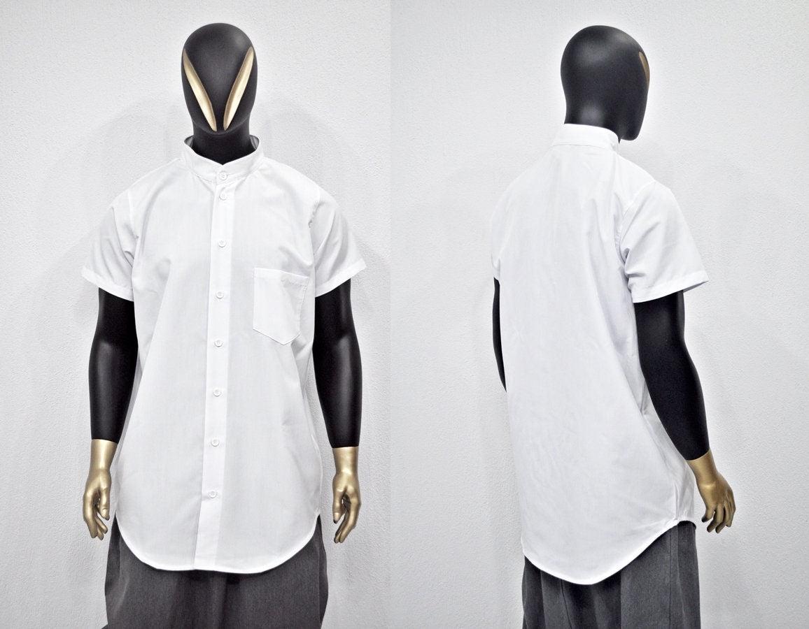 XS - 8XL Men&#39;s Overlong Oxford Cotton Short Sleeve KW Style Shirt,Loose Shirt,Streetwear Top,Blouse, Avant Garde Shirt,Futuristic Clo-BB807