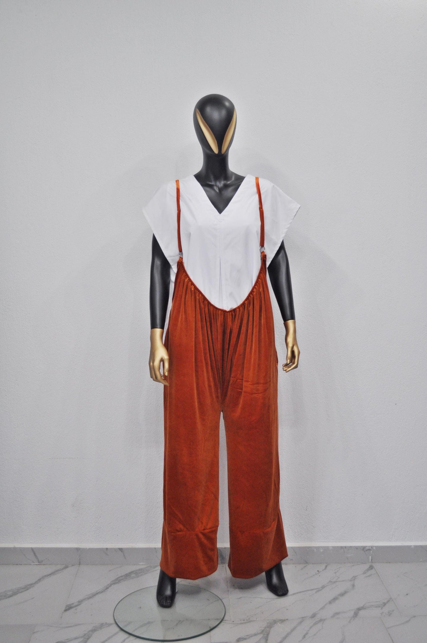 XS - 8XL Unisex Velour One-Piece Wide Leg Pants / Loose Suspender-Overalls -BB652