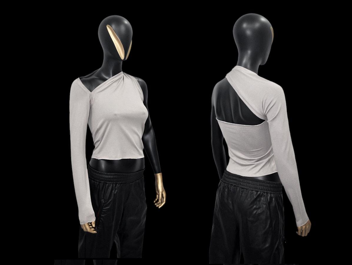 XS - 8XL Asymmetrical Neck Front Draped Women Style Blouse,Workout Crop Top, Yoga Low Shoulder Detail,Long Sleeve Sexy Wrap Casual-BB538