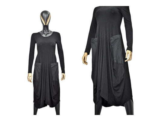 XS - 8XL Silky Cotton Gothic Super DRAPED Maxi Dress / Black Kaftan Linen Dress / Long Sleeve / Extravagant Long Dress / Party Dress -BB649