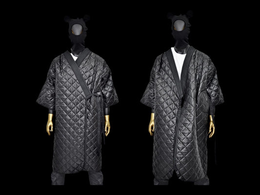 XS-8XL Unisex Extra Loose Winter V-Collar Three-quarter Sleeve Kimono,Bandage Padded Quilted Overlong Coat,Over the Knee Jacket,Kaftan-BB901