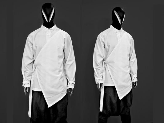 Men's Kimono Shirt Streetwear Harem Wrap Top,Asymmetrical Blouse