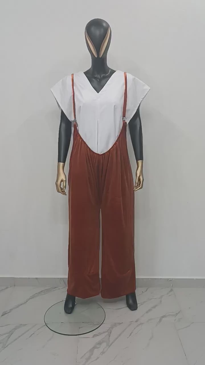 XS - 8XL Unisex Velour One-Piece Wide Leg Pants / Loose Suspender-Overalls -BB652