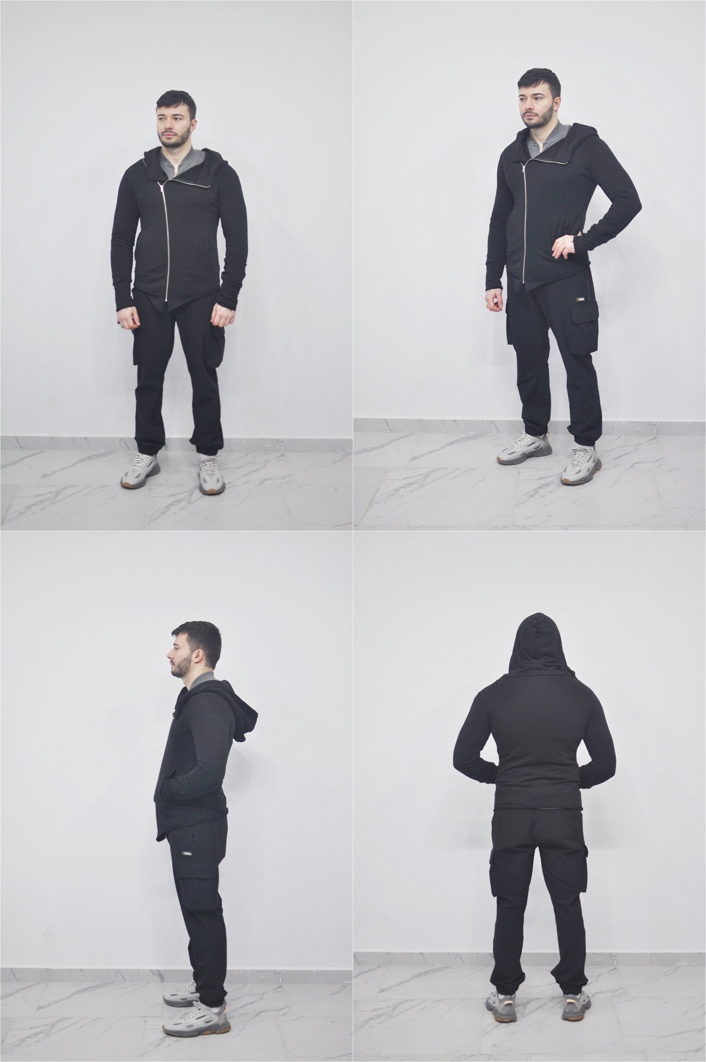 XS - 8XL Men's Asymmetric Zip up Hooded Terry Cotton Cyberpunk Hoodie/Jacket Top T-Shirt Hoodie/Fleece Hoodie/Gothic Hoodie- BB080