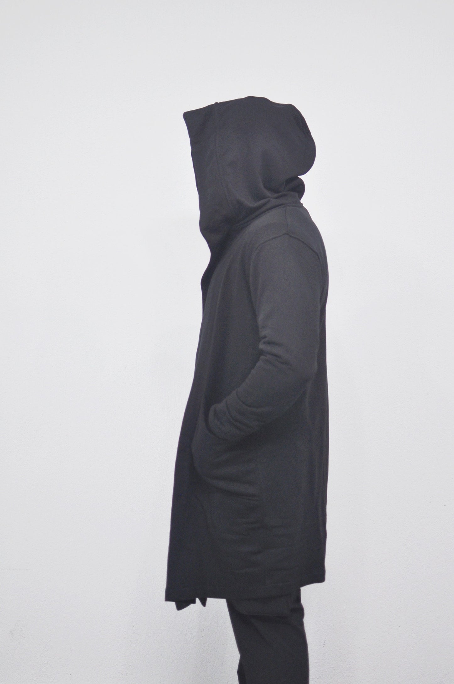 XS-8XL Ashassin Oversize Overlong Black Loose Cardigan with Hood,Side Pockets Cloak,Cyberpunk Techwear Cape Coat, Futuristic Clot- BB159
