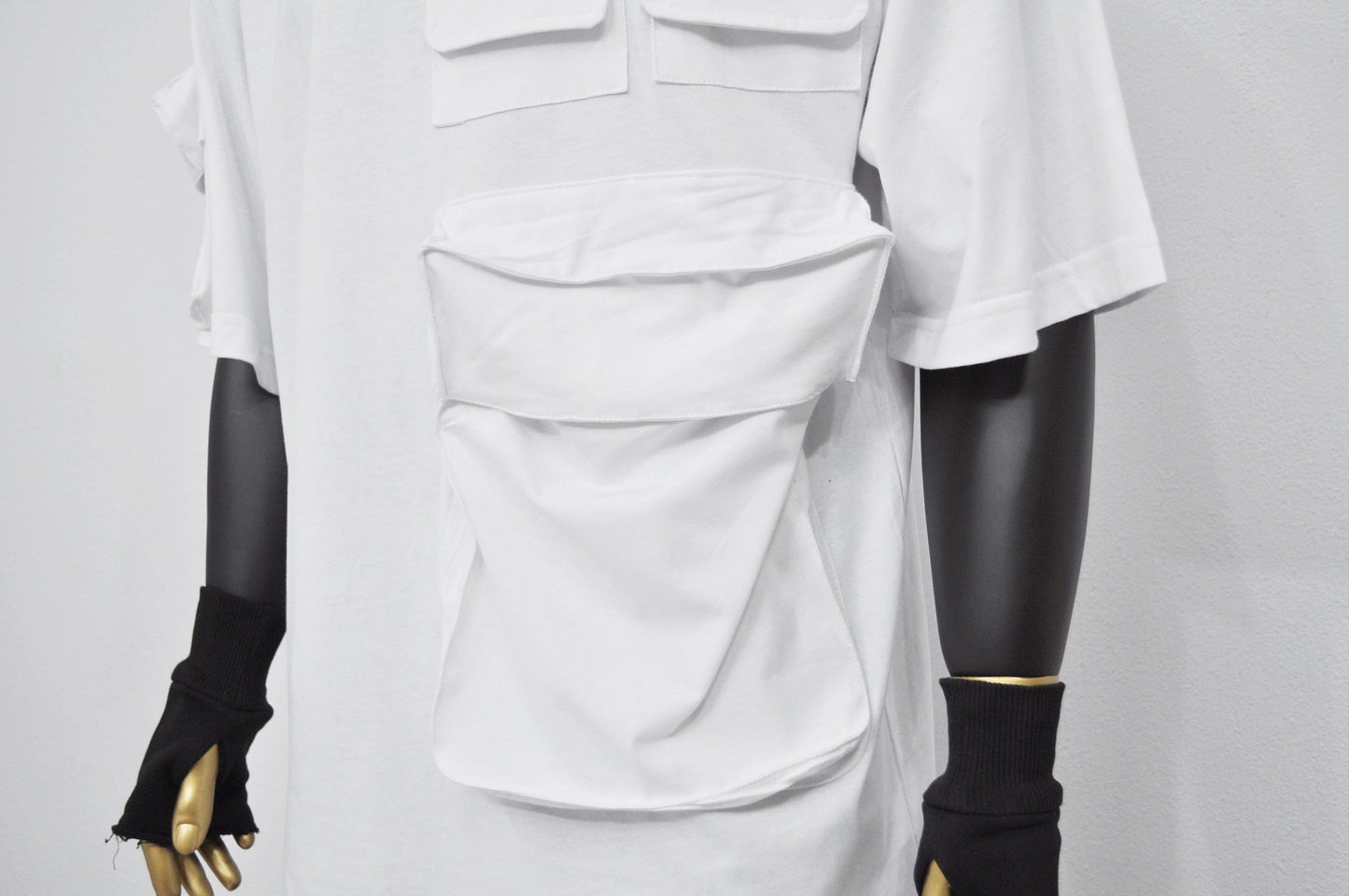 XS-8XL Men's Utility Cargo Pocket Short Sleeve Loose T-shirt,Capsule Col Whimsigoth Mesh,Techwear Elongated shirt,Streetwear Oversize- BB495