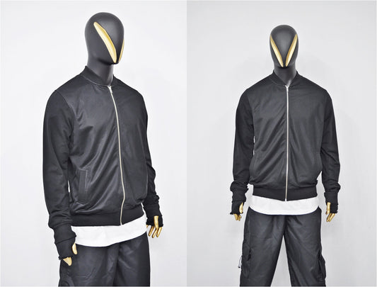 XS-8XL Men's Black Mesh Collage High Collar Techwear Tactical Zipper Utility Bomber Jumper Jacket, Jersey Varsity Sport SteamPunk- BB010