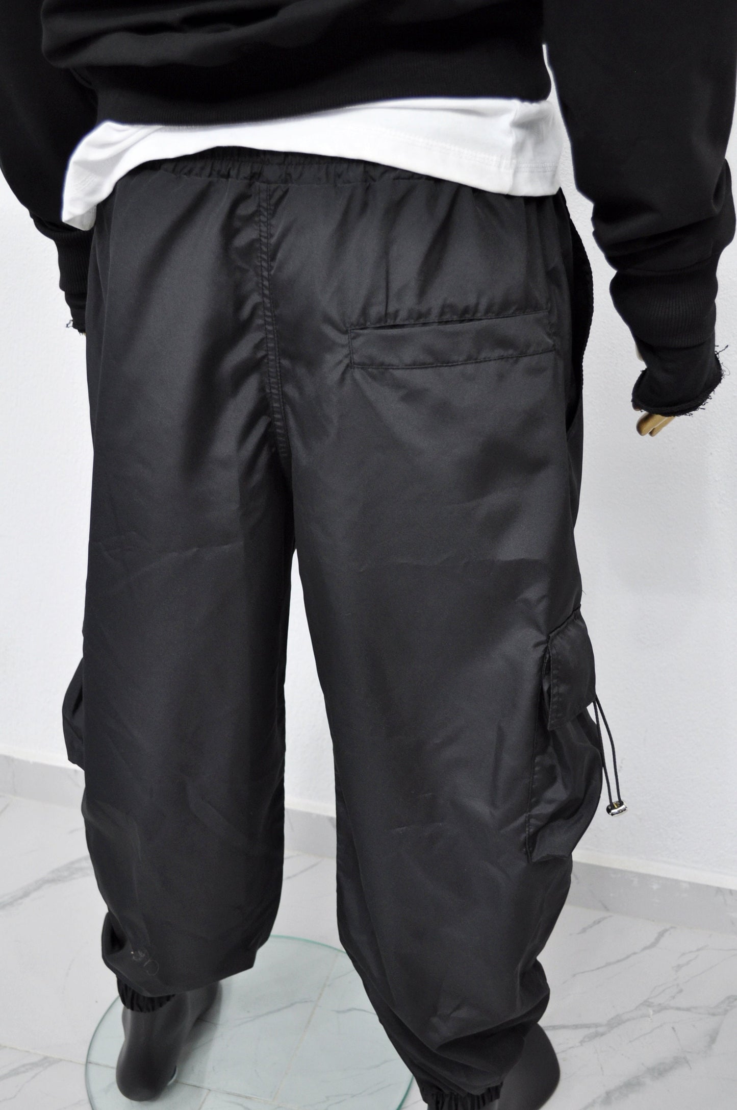 XS - 8XL Black Utility Loose Cargo Pants ,Relaxed Side Pockets Low Crotch Jogger Sweatpant Jersey/Loose Casual Trouser- BB288