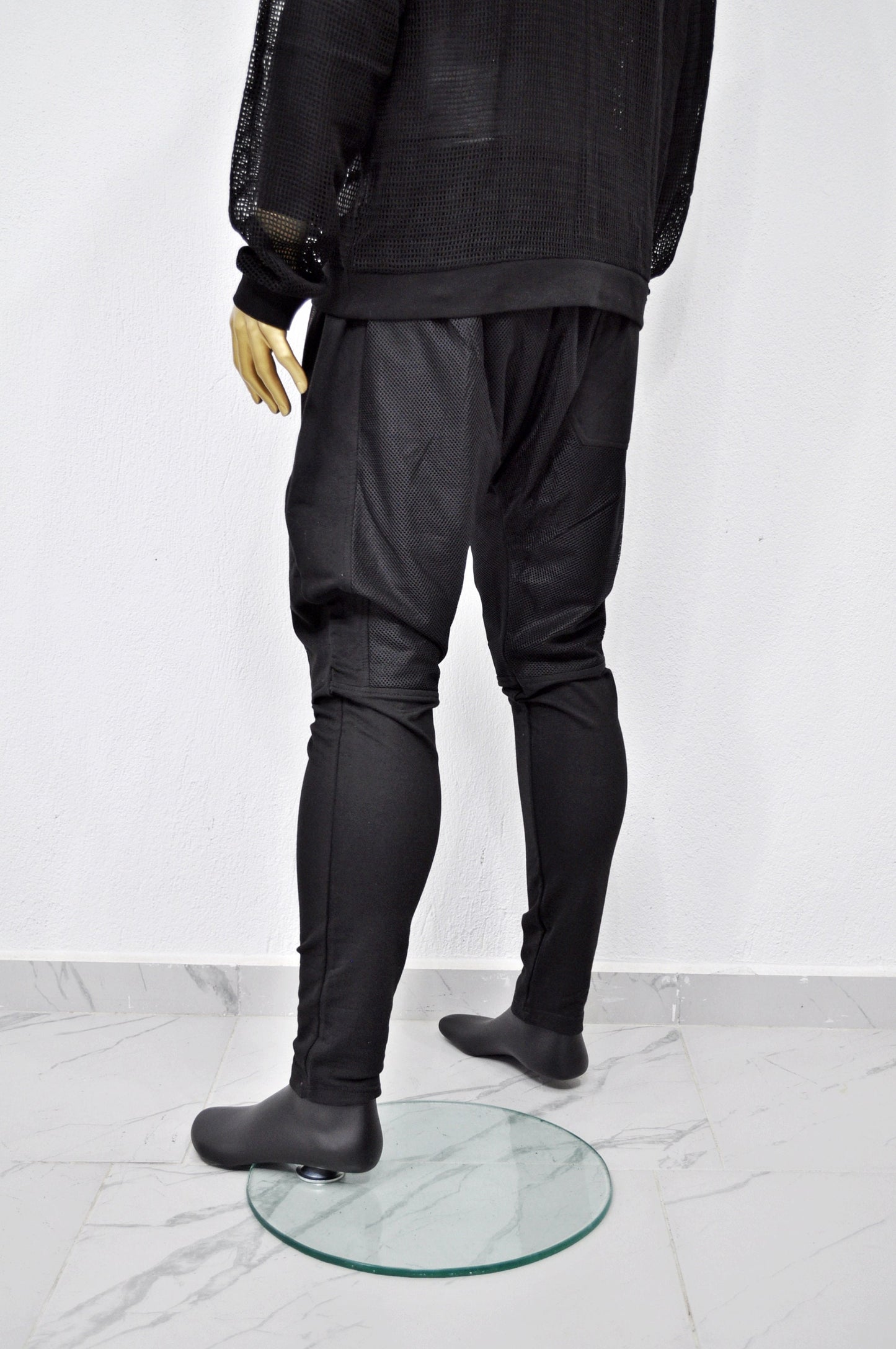 XS - 8XL Men's Mesh with Cotton Trouser,Low Crotch Harem Jogger ,Relaxed Sweatpants,Slim Fit, CyberpunkSteampunk,Gothic,Streetwear -BB240