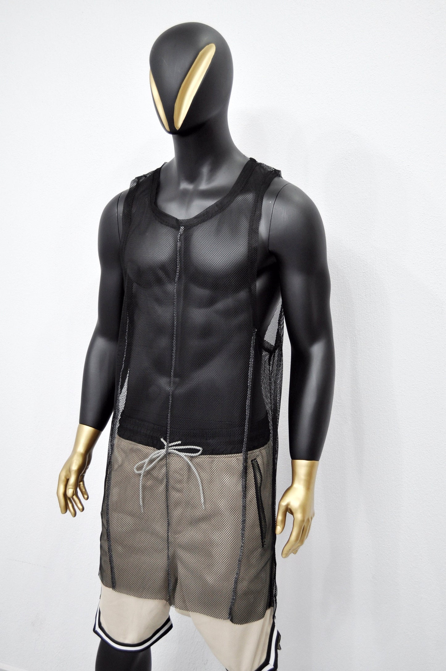 XS-8XL Men's Multi OVERLOCKED Whimsigoth Mesh Net TANK Top/Draped Underwear,Overlong Gay Capsule,Extended Tshirt,Streetwear Shirt-BB479