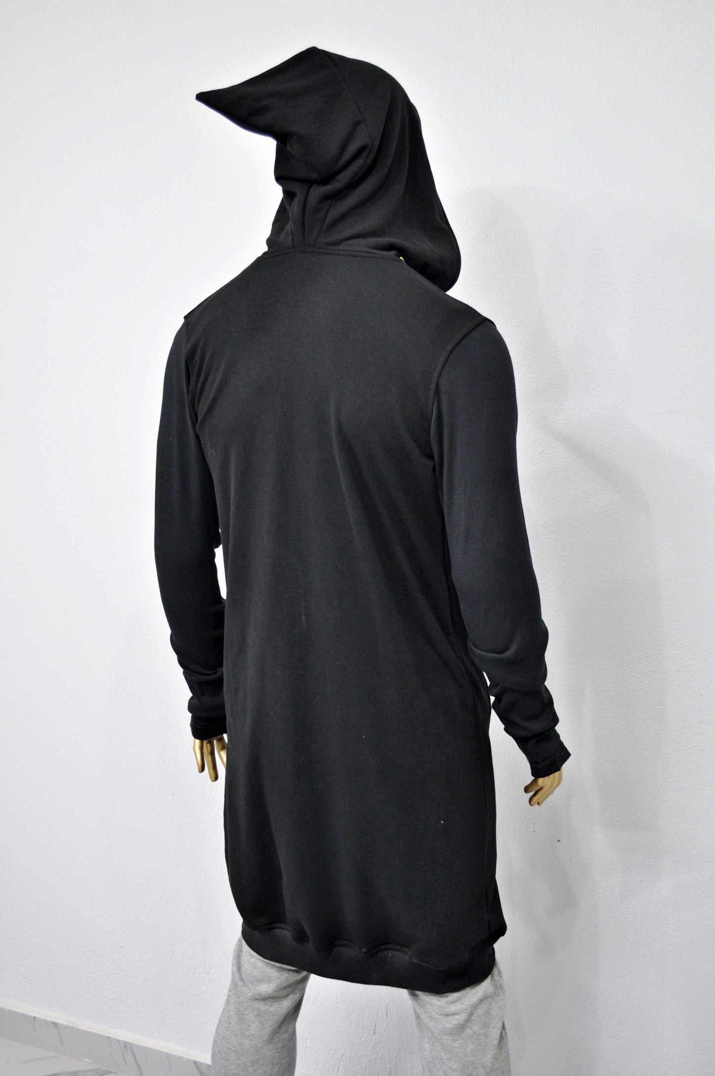 XS-8XL DRKSHDW Long Zip Up Mountain Hoodie,Long Sleeve Raw edge Cuffs,Ribbed trim,Creed Pointed Hood,Goth Cardigan,SteamPunk-BB141