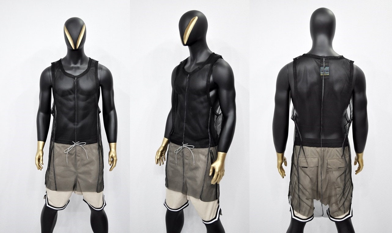 XS-8XL Men's Multi OVERLOCKED TANKTOP/Draped Underwear,Jumbo Overlong Top Contrast Stitching,Extended Tshirt, Streetwear Shirt- BB479