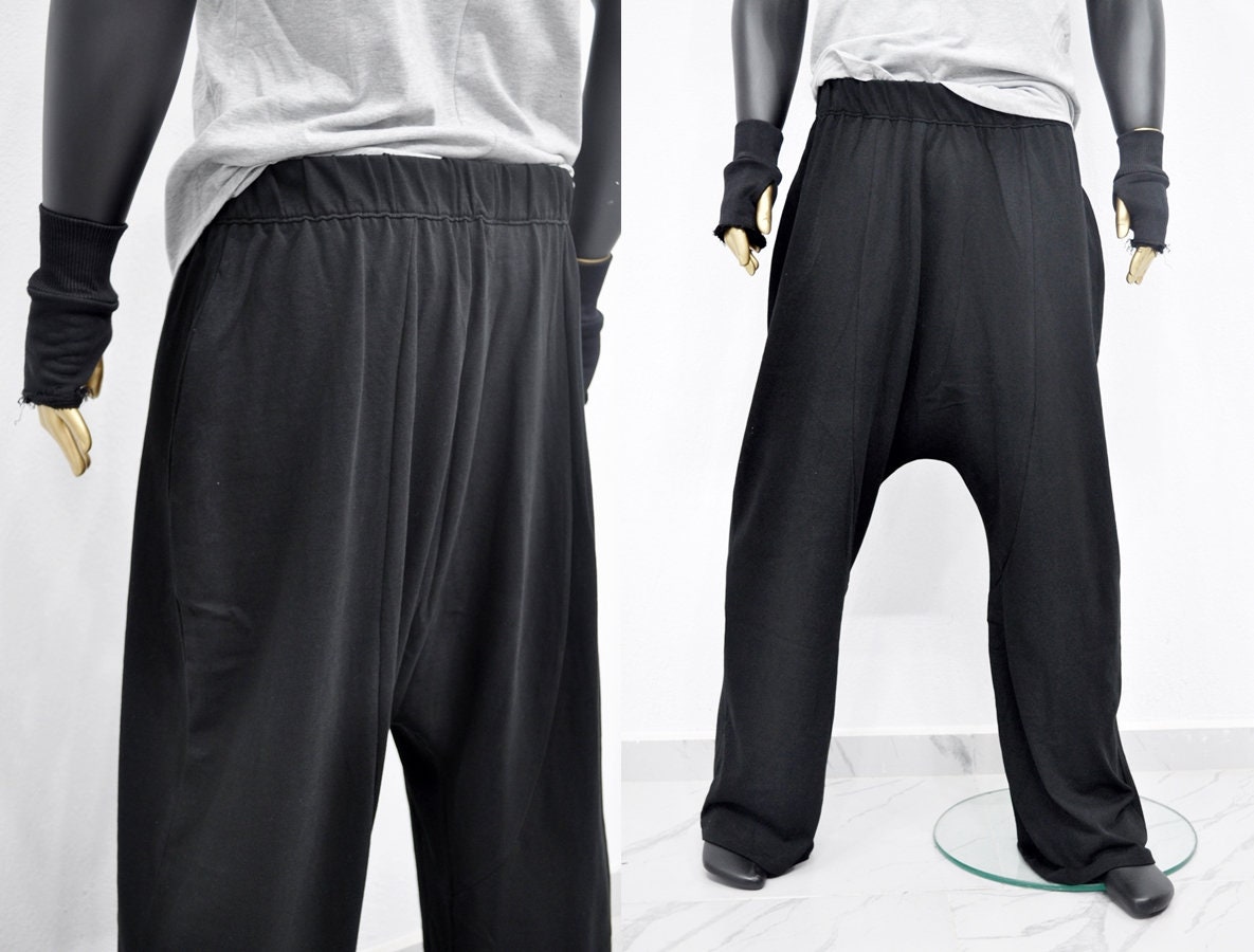 XS - 8XL Adult Sarrouel Japanese Wide Leg Shalwar,Harem Yoga Pant,Unisex Low Crotch Jogger,Hakama Pant,Relaxing Streetwear Linen-BB292
