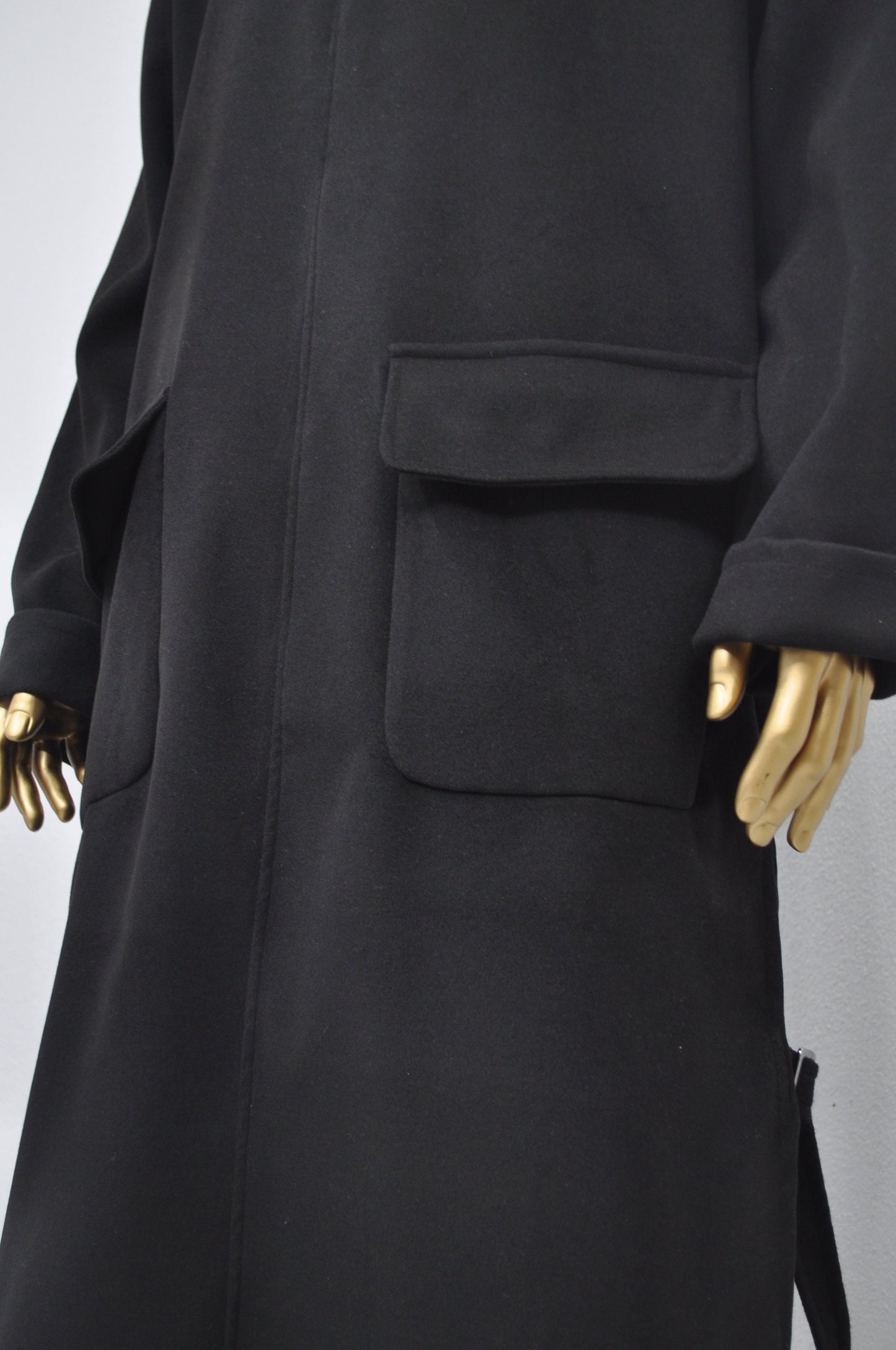 XS-8XL Leather Zip Collar Side Slit Wool Coat Dress/Unisex Long Outer,Cardigan Pancho JACKET,Goth,Punk Cosplay,Apocalyptic Dystopian-BB927