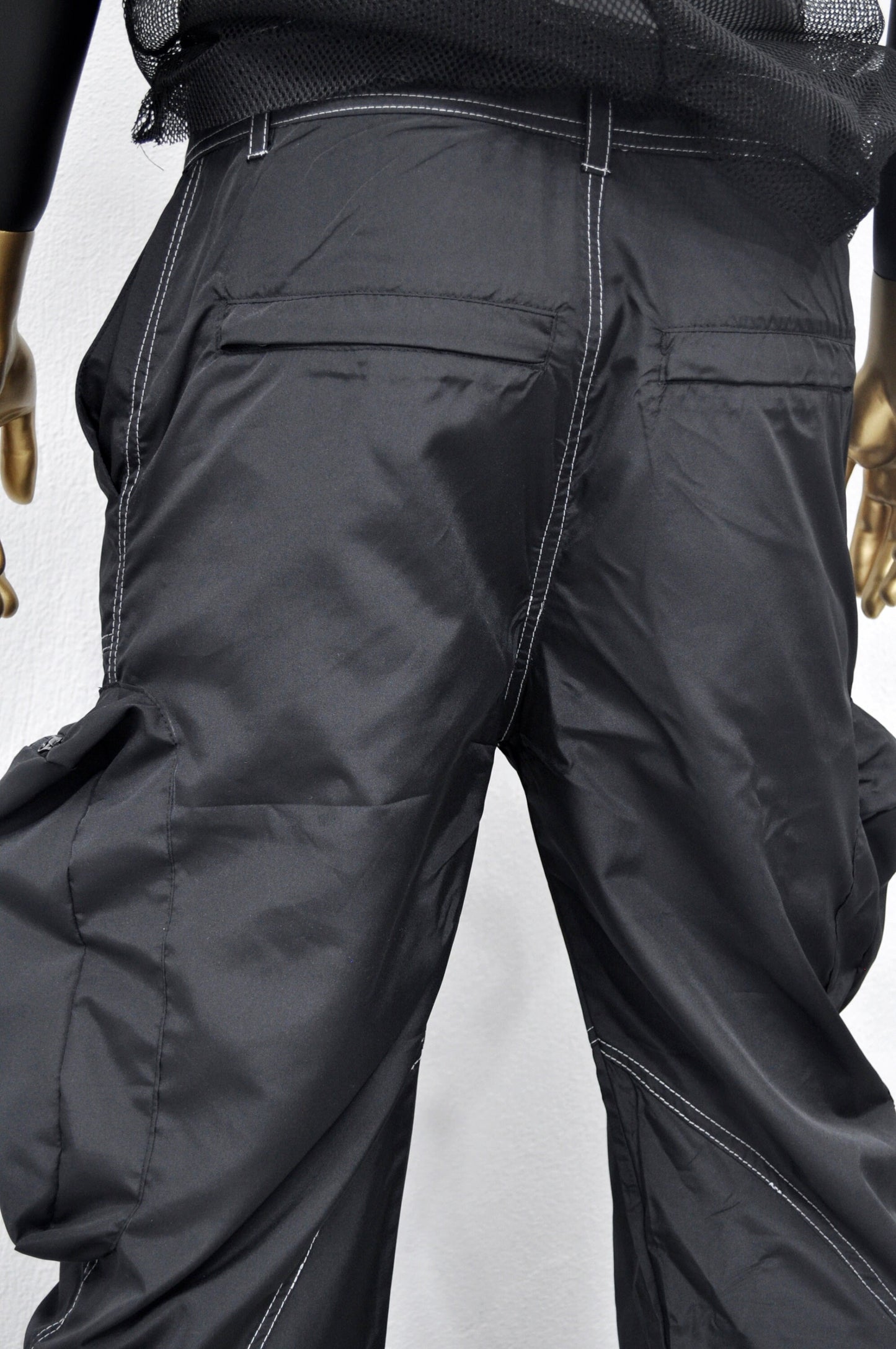 XS - 8XL Black Utility Loose 3D Contrast Stitching Cargo Pants,Relaxed,Low Crotch,Cyberpunk Steampunk,Regalo,Kreso,Ashashin Streetwear-BB291