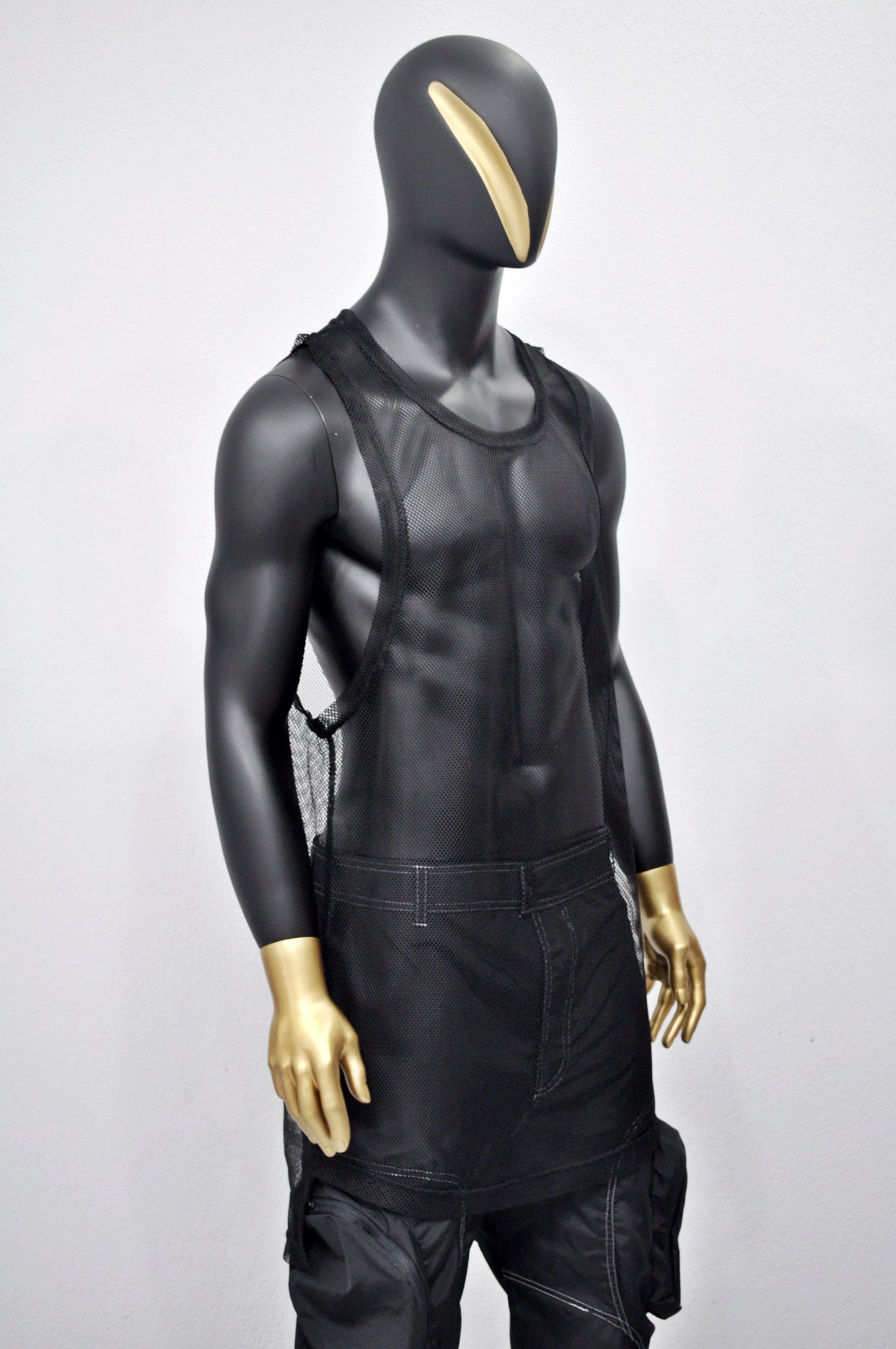 XS-8XL Men's Multi OVERLONG TANKTOP/Side Slit Draped Underwear,Jumbo Overlong Top,Extended Tshirt, Streetwear Shirt- BB426