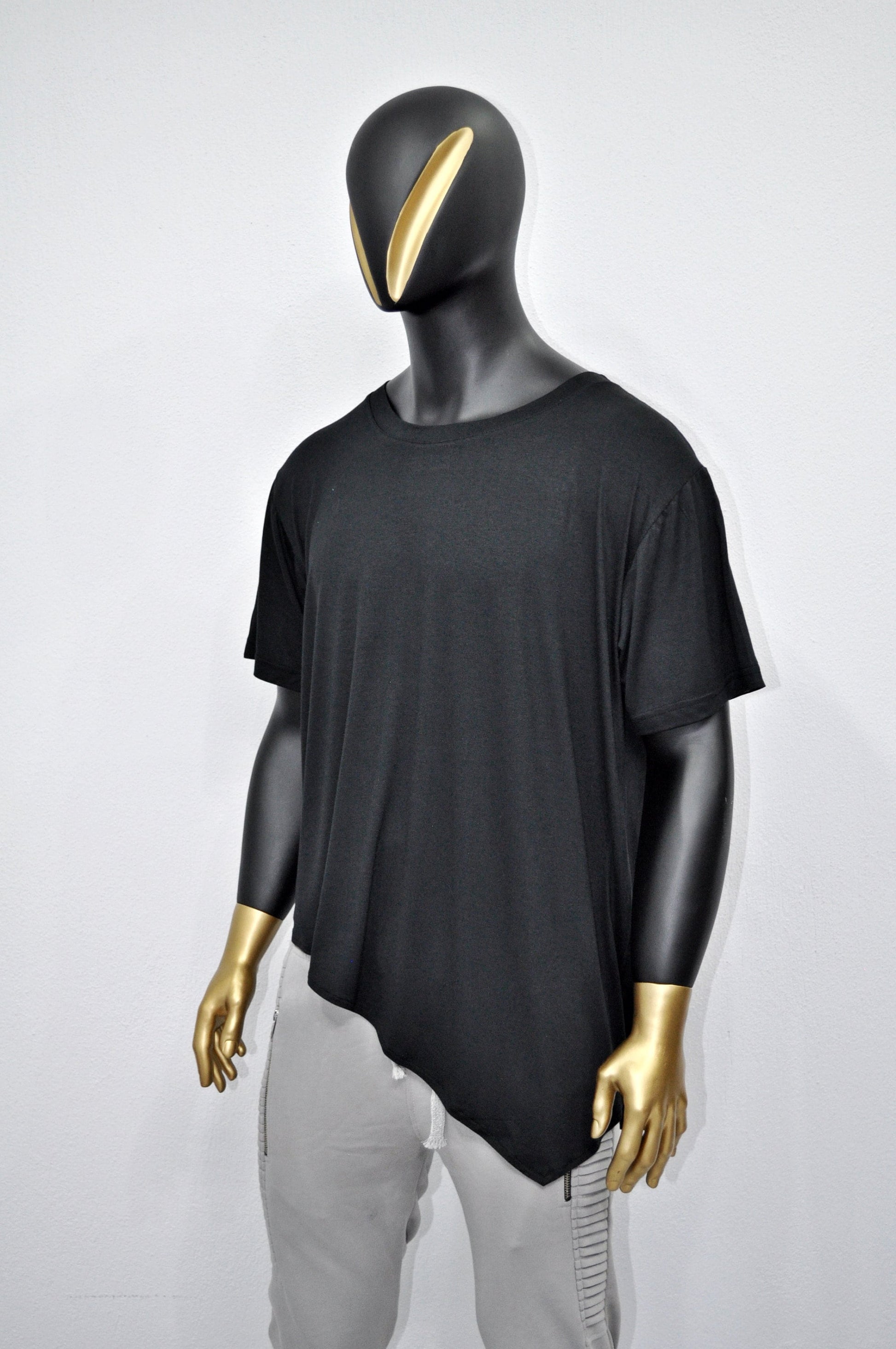 XS-8XL Men's Black T-shirt, Short Sleeve, Geometric Futuristic Top, Loose Viscose Cotton Tee, Summer Festival Halloween Essentials-BB500E