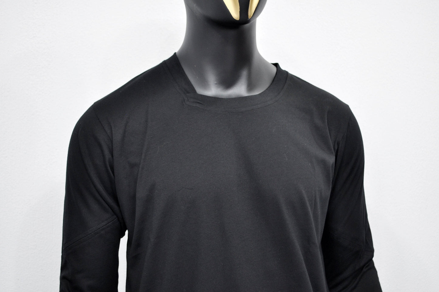 XS-8XL Men's Thumbs Techwear asymmetric Shirt,Long Sleeve black cyberpunk Top T-shirt,Round Neck Dystopian Alternative,Elongated-BB498
