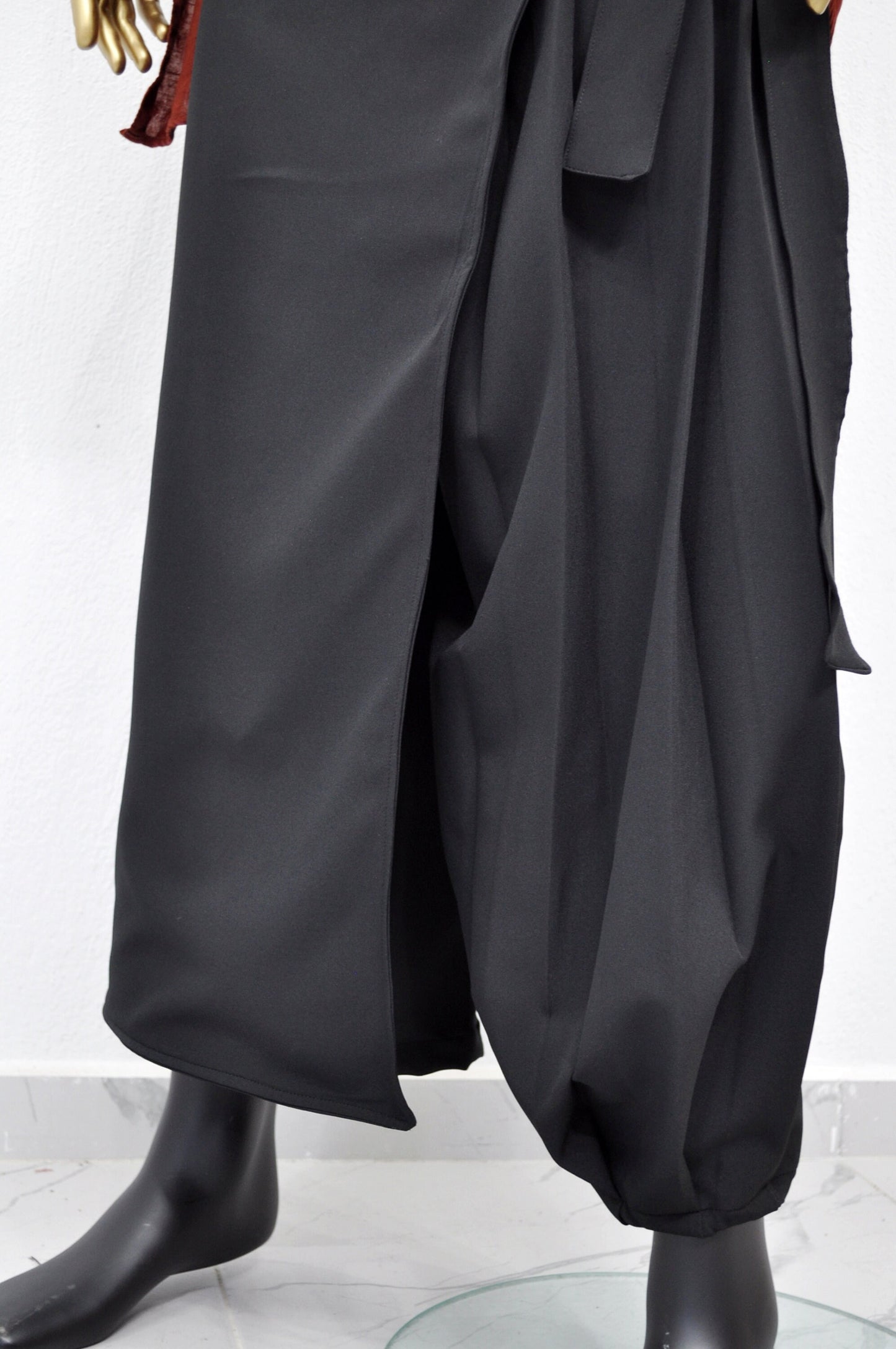 XS - 8XL Wrap Kilt Skirt Pant,Pleated A-line, Dark Black Mid-Lenght irregular Skirt,Relaxed,Cyberpunk Steampunk,Regalo,Kreso,Ashashin- BB868