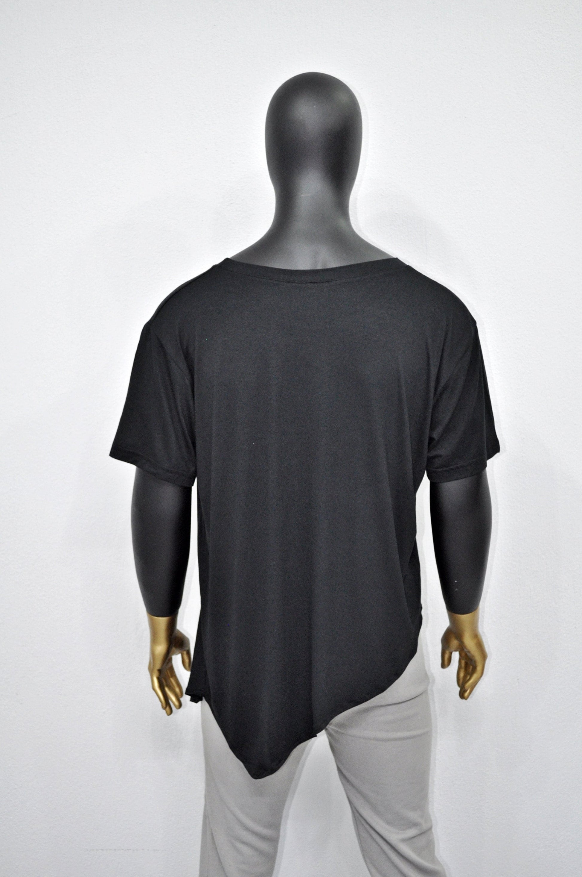 XS-8XL Men's Black T-shirt, Short Sleeve, Geometric Futuristic Top, Loose Viscose Cotton Tee, Summer Festival Halloween Essentials-BB500E